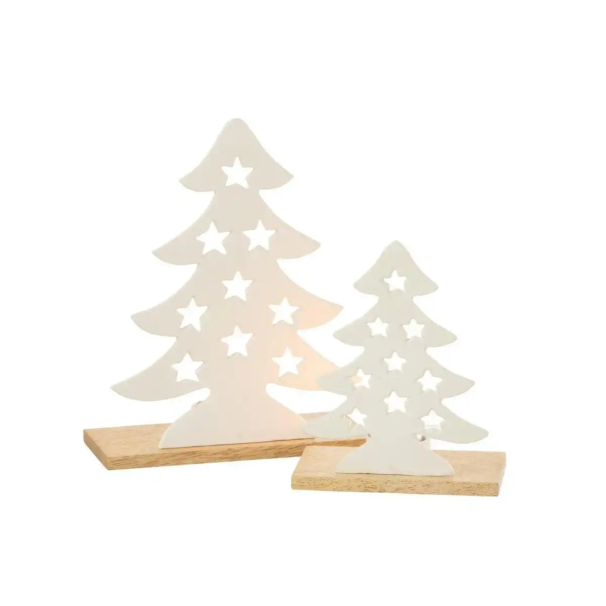 J-Line Kerzenhalter Weihnachtsbaum - Aluminium/Holz - Weiß - Groß - HomeDesign Knaus