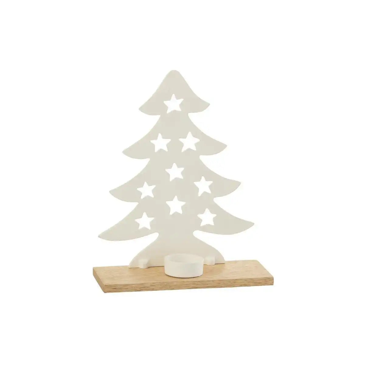 J-Line Kerzenhalter Weihnachtsbaum - Aluminium/Holz - Weiß - Groß - HomeDesign Knaus