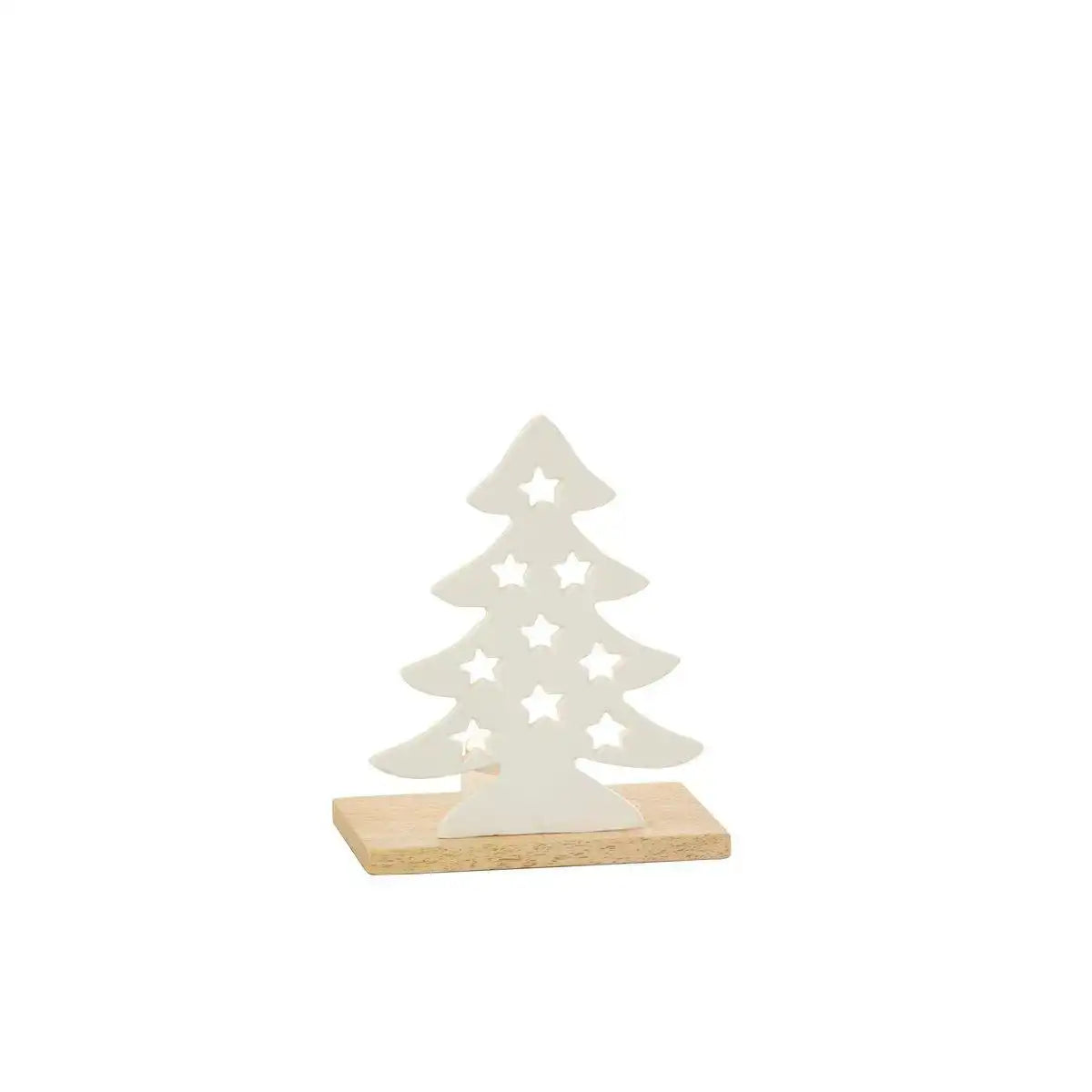 J-Line Kerzenhalter Weihnachtsbaum – Aluminium/Holz – Weiß – klein – - HomeDesign Knaus