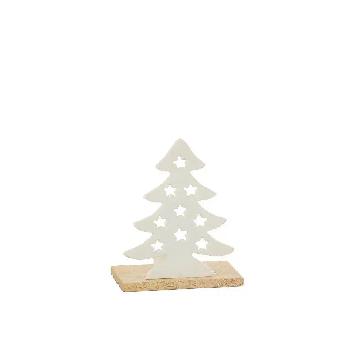 J-Line Kerzenhalter Weihnachtsbaum – Aluminium/Holz – Weiß – klein – - HomeDesign Knaus