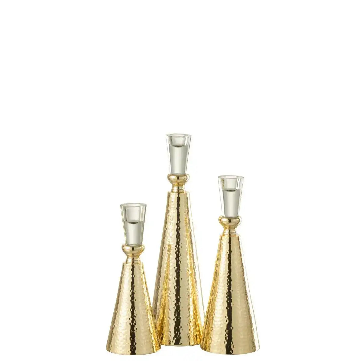 J-Line Kerzenhalterband - Aluminium/Glas - Gold/Transparent - groß - HomeDesign Knaus