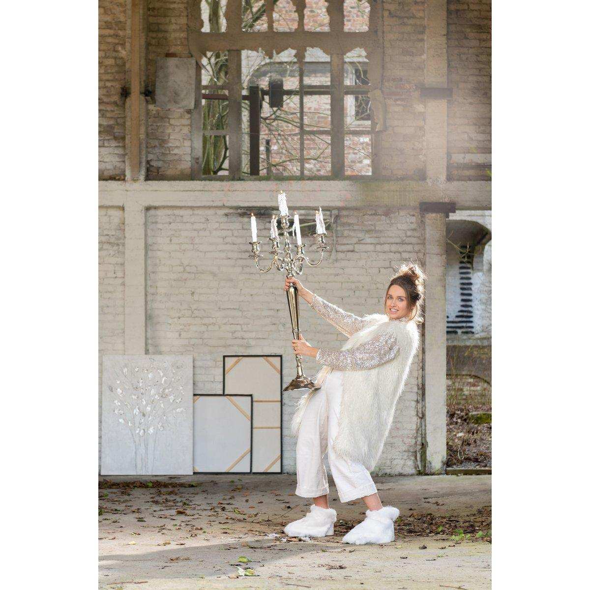 J-Line Kerzenständer 5-Arm Classic – Aluminium – Silber – groß - HomeDesign Knaus