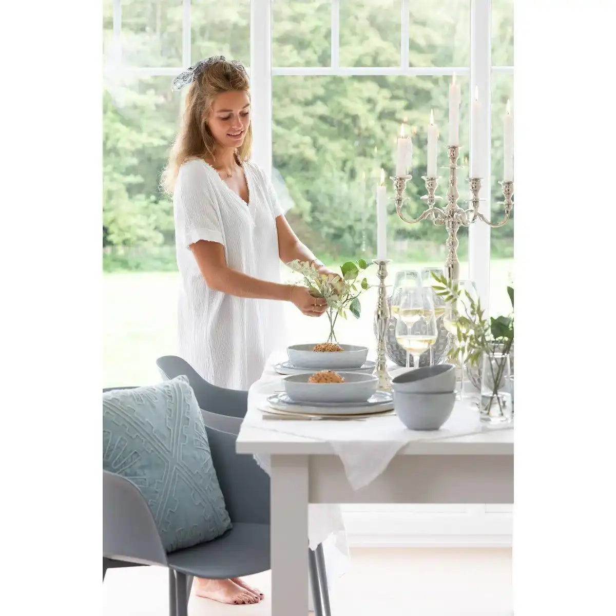 J-Line Kerzenständer 5-Arm Classic – Aluminium – Silber – groß - HomeDesign Knaus