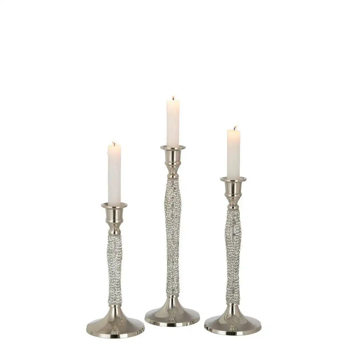 J-Line Kerzenständer Diamond – Aluminium – Silber – groß - HomeDesign Knaus
