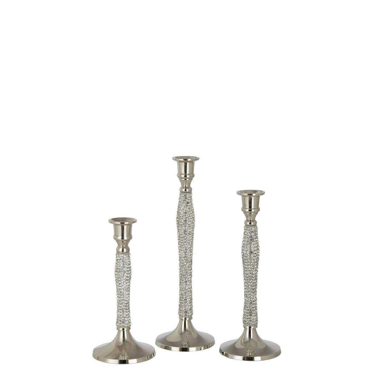 J-Line Kerzenständer Diamond – Aluminium – Silber – groß - HomeDesign Knaus