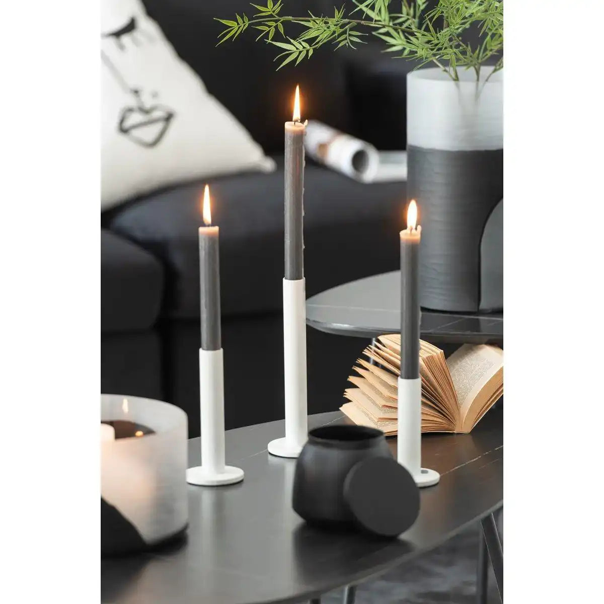 J-Line Kerzenständer Low Modern - Metall - Weiß - 3 Stück - HomeDesign Knaus