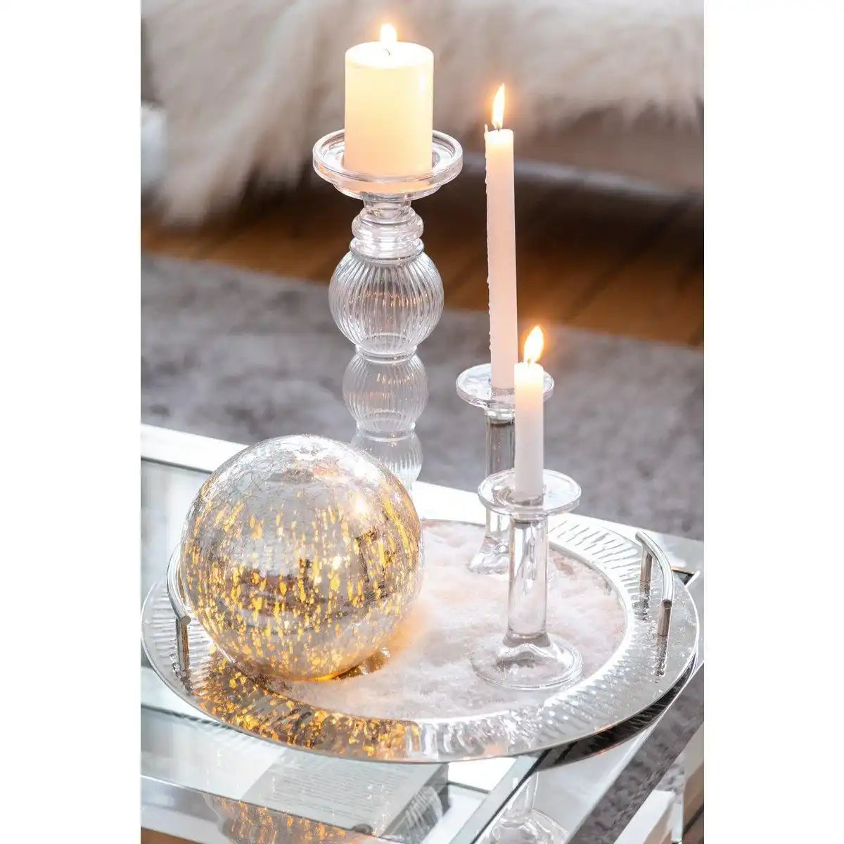 J-Line Kerzenständer Plain – Glas – transparent – groß - HomeDesign Knaus