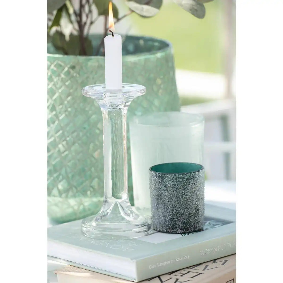 J-Line Kerzenständer Plain – Glas – transparent – groß - HomeDesign Knaus