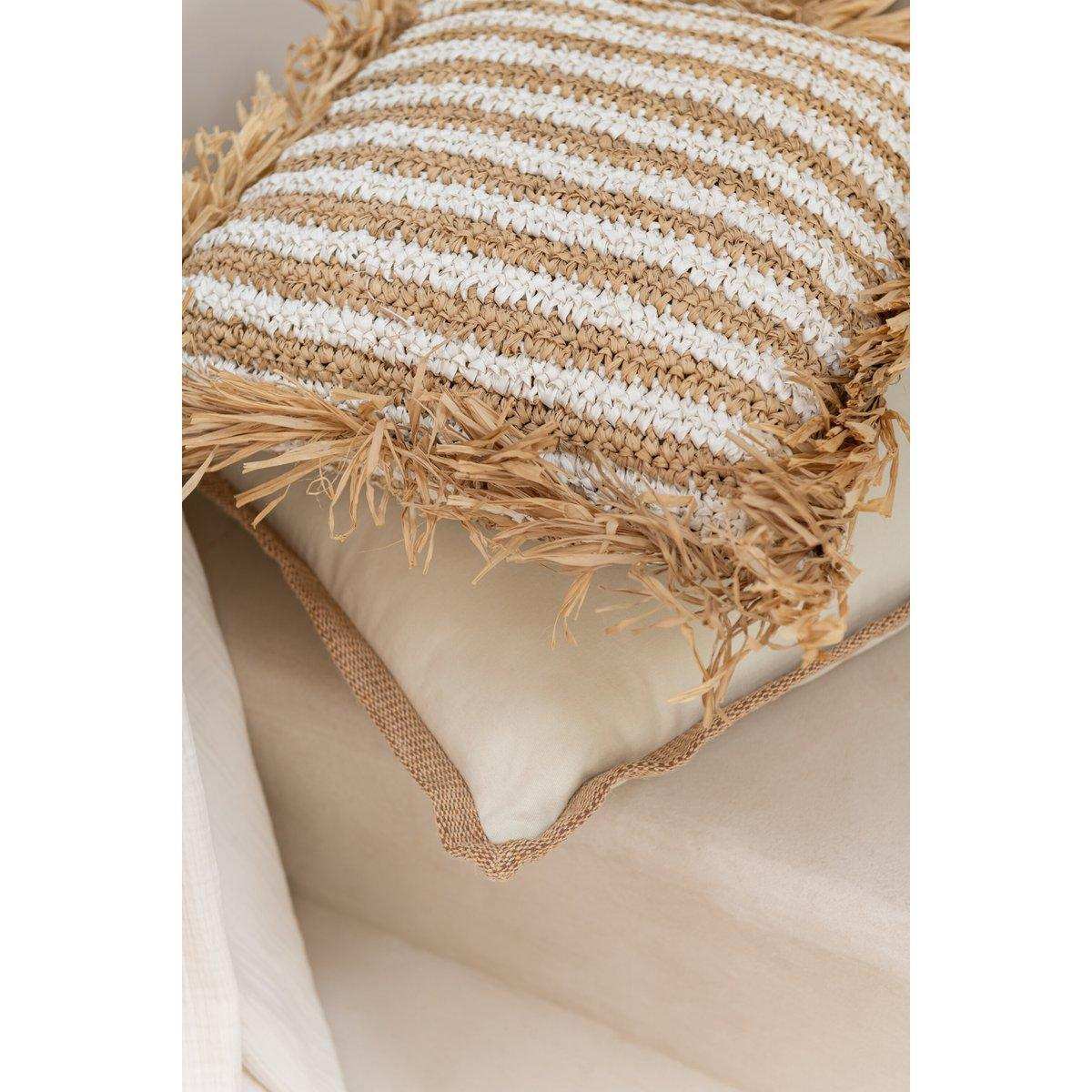 J-Line Kissen Border Woven Square – Polyester – Beige - HomeDesign Knaus