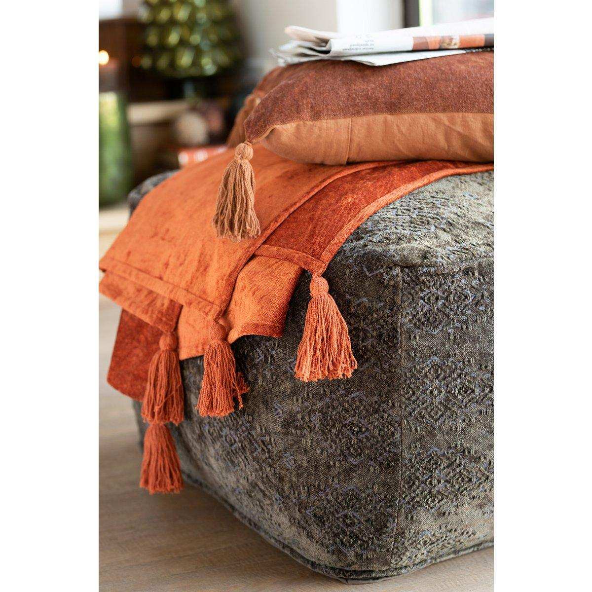 J-Line Kissen Brush Square – Baumwolle – Orange - HomeDesign Knaus