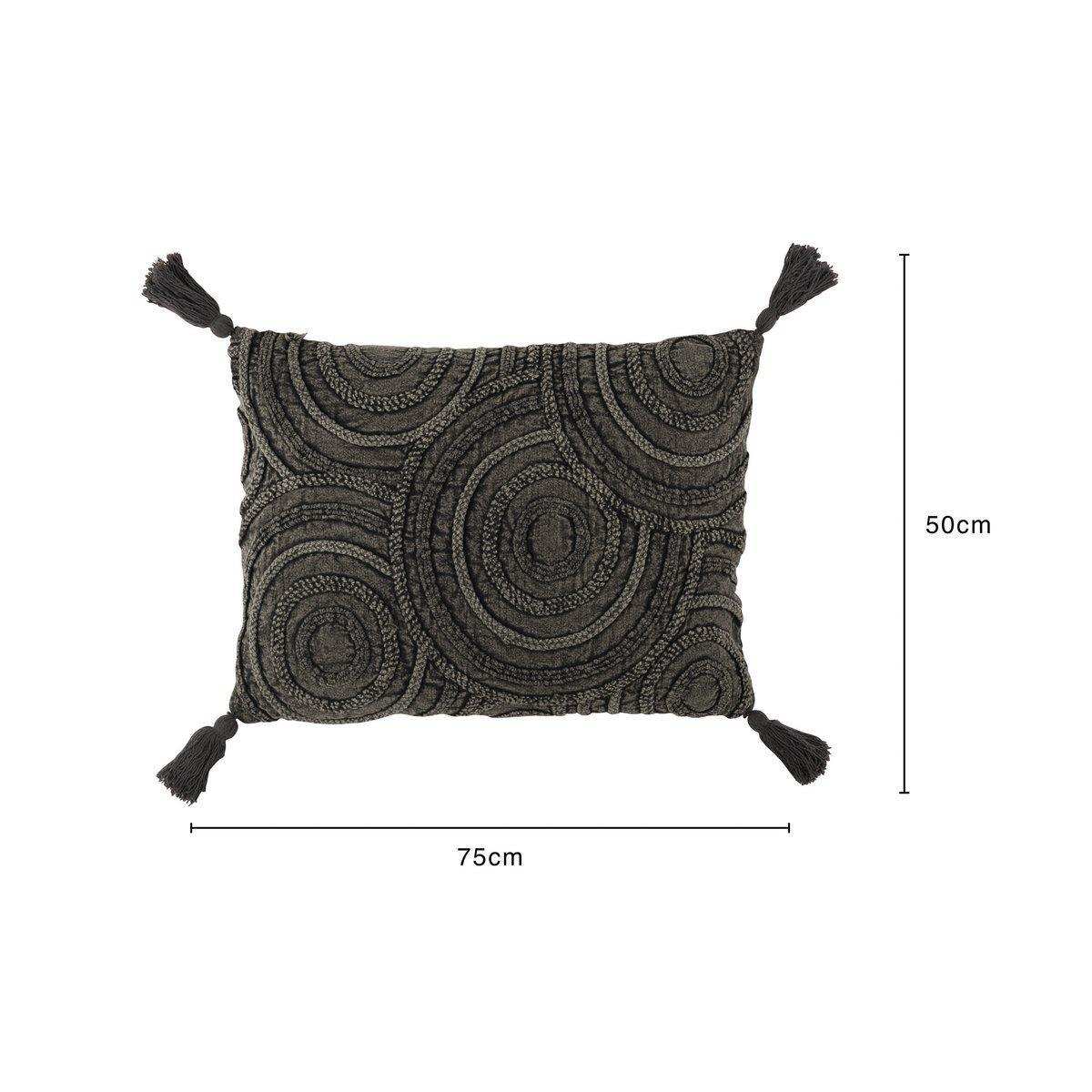 J-Line Kissen Circle Rechteck – Baumwolle – Dunkelgrau - HomeDesign Knaus