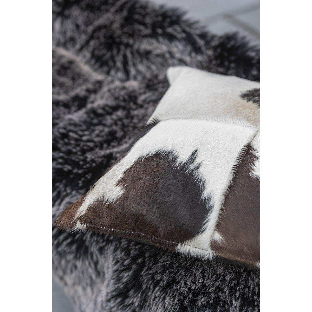J-Line Kissen Cow Square - Leder - Schwarz/Weiß - HomeDesign Knaus