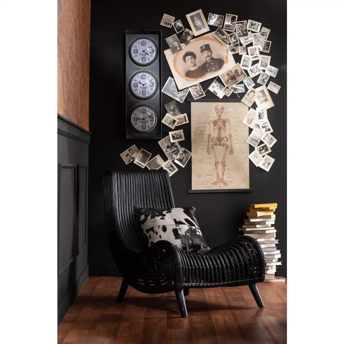 J-Line Kissen Cow Square - Leder - Schwarz/Weiß - HomeDesign Knaus