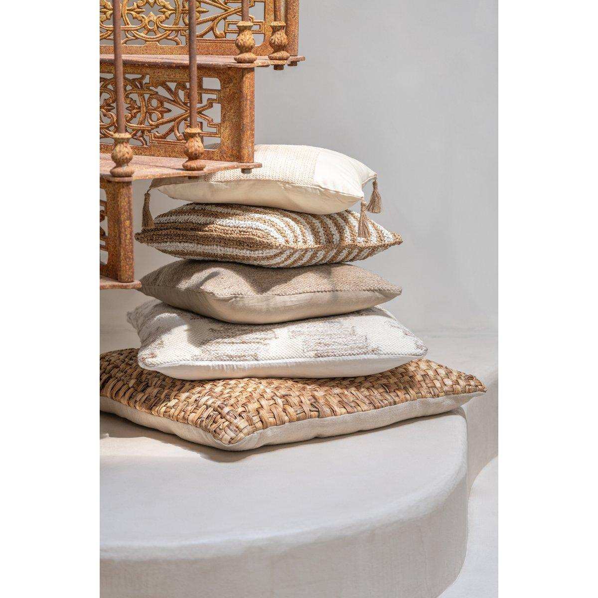 J-Line Kissen Ethnic Squares – Wolle/Baumwolle – Creme/Beige - HomeDesign Knaus
