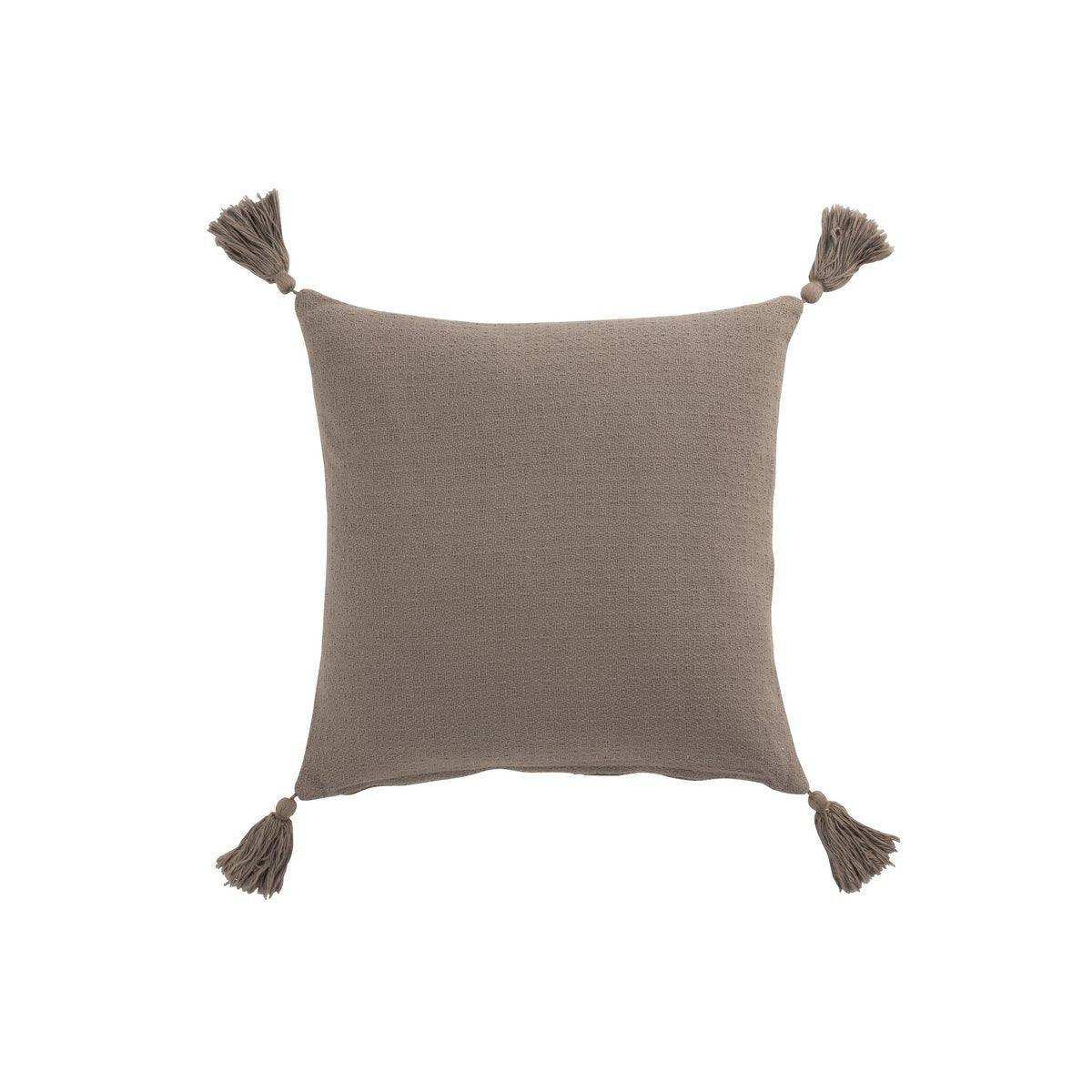 J-Line Kissen Flower And Quastes – Baumwolle – Taupe - HomeDesign Knaus