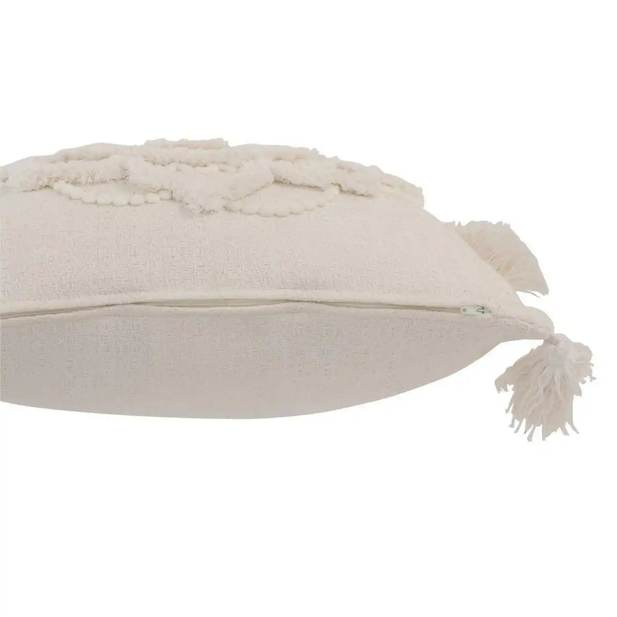 J-Line Kissen Flower And Quastes – Baumwolle – Weiß - HomeDesign Knaus