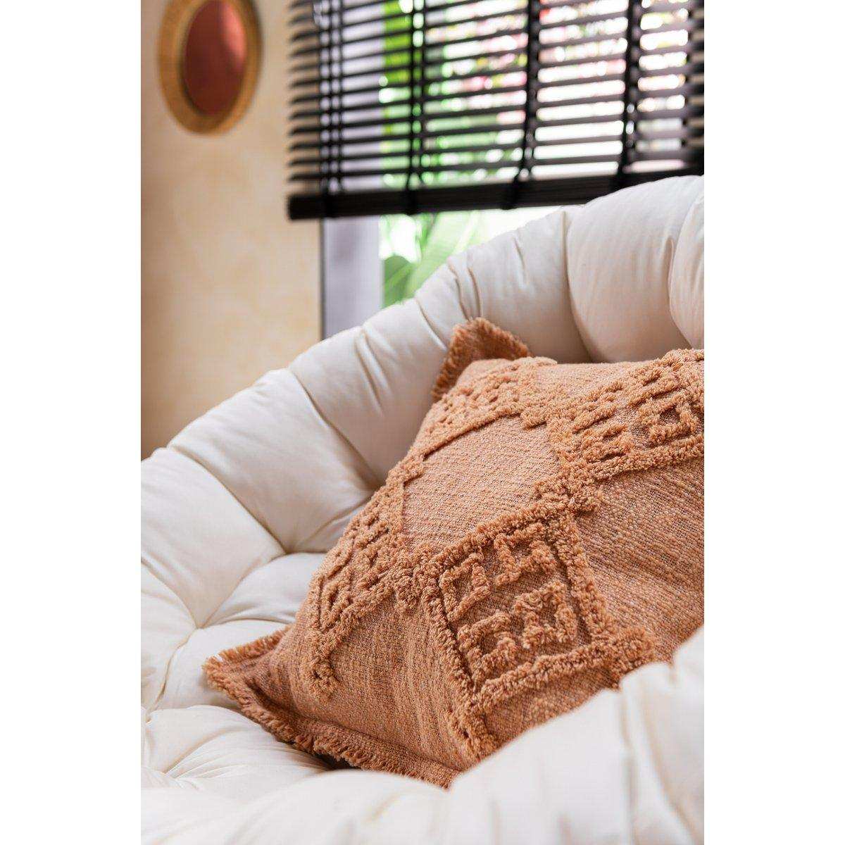 J-Line Kissen Fransen – Baumwolle – Koralle - HomeDesign Knaus
