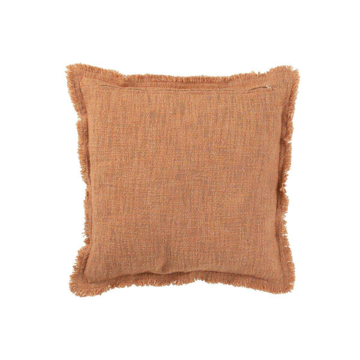 J-Line Kissen Fransen – Baumwolle – Koralle - HomeDesign Knaus