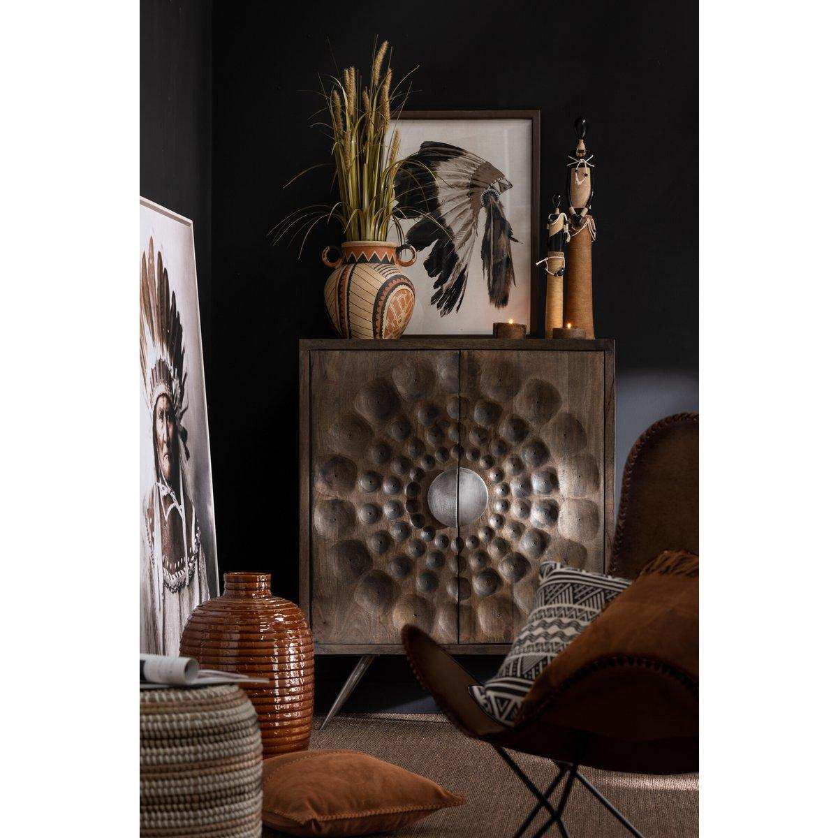 J-Line Kissen Fringes Square – Leder – Cognac - HomeDesign Knaus
