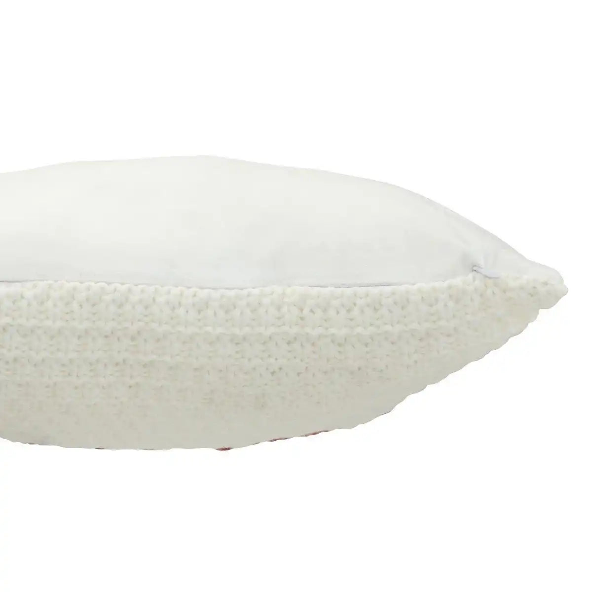 J-Line Kissen gestrickt Relax Polyester/Acryl Weiß/Rot - HomeDesign Knaus
