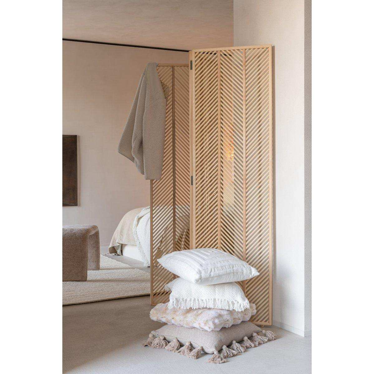 J-Line Kissen, gewebte Quasten, Baumwolle, Taupe - HomeDesign Knaus