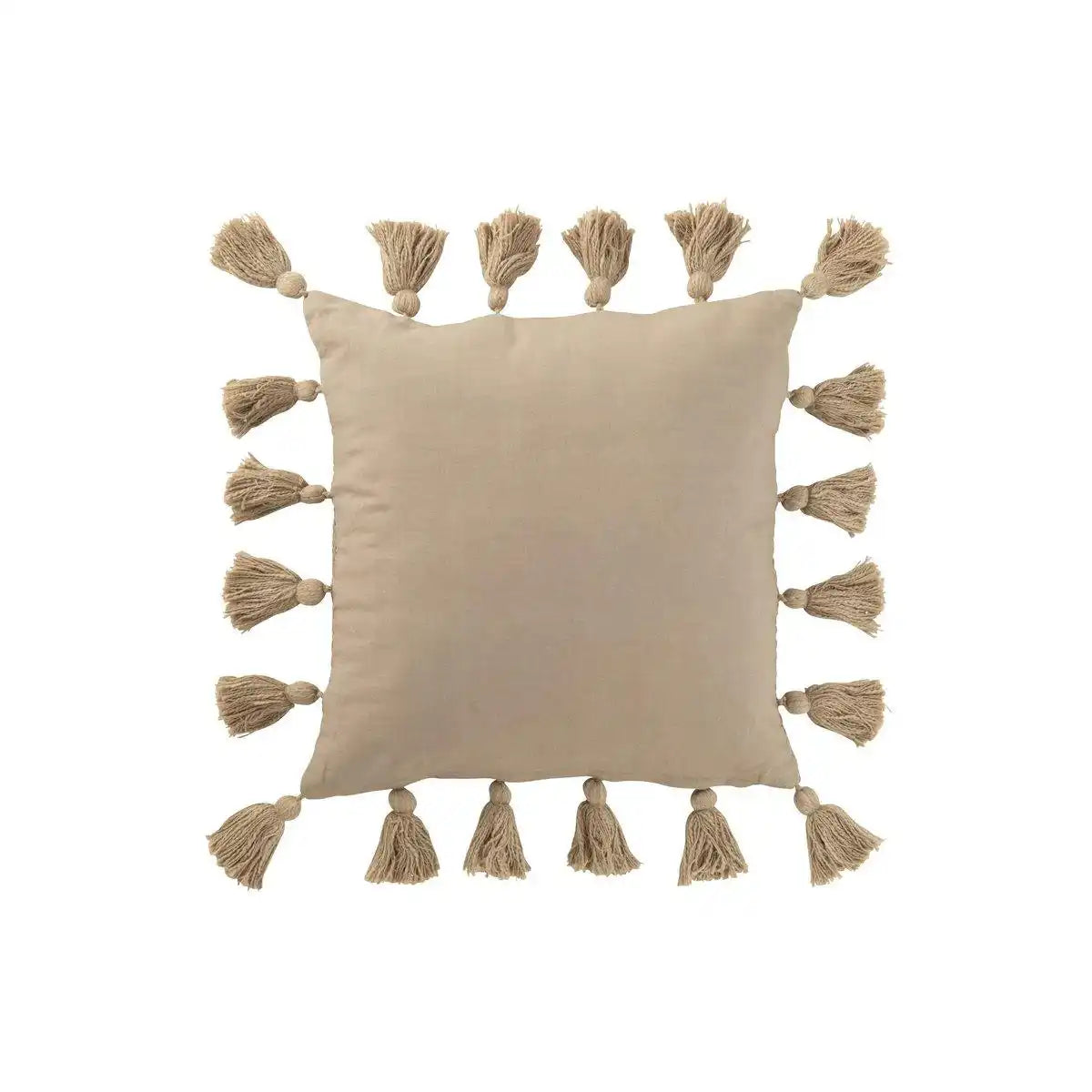 J-Line Kissen, gewebte Quasten, Baumwolle, Taupe - HomeDesign Knaus
