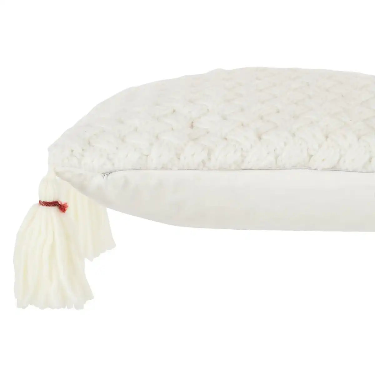 J-Line Kissen Häkelquaste – Polyester/Acryl – weiß - HomeDesign Knaus