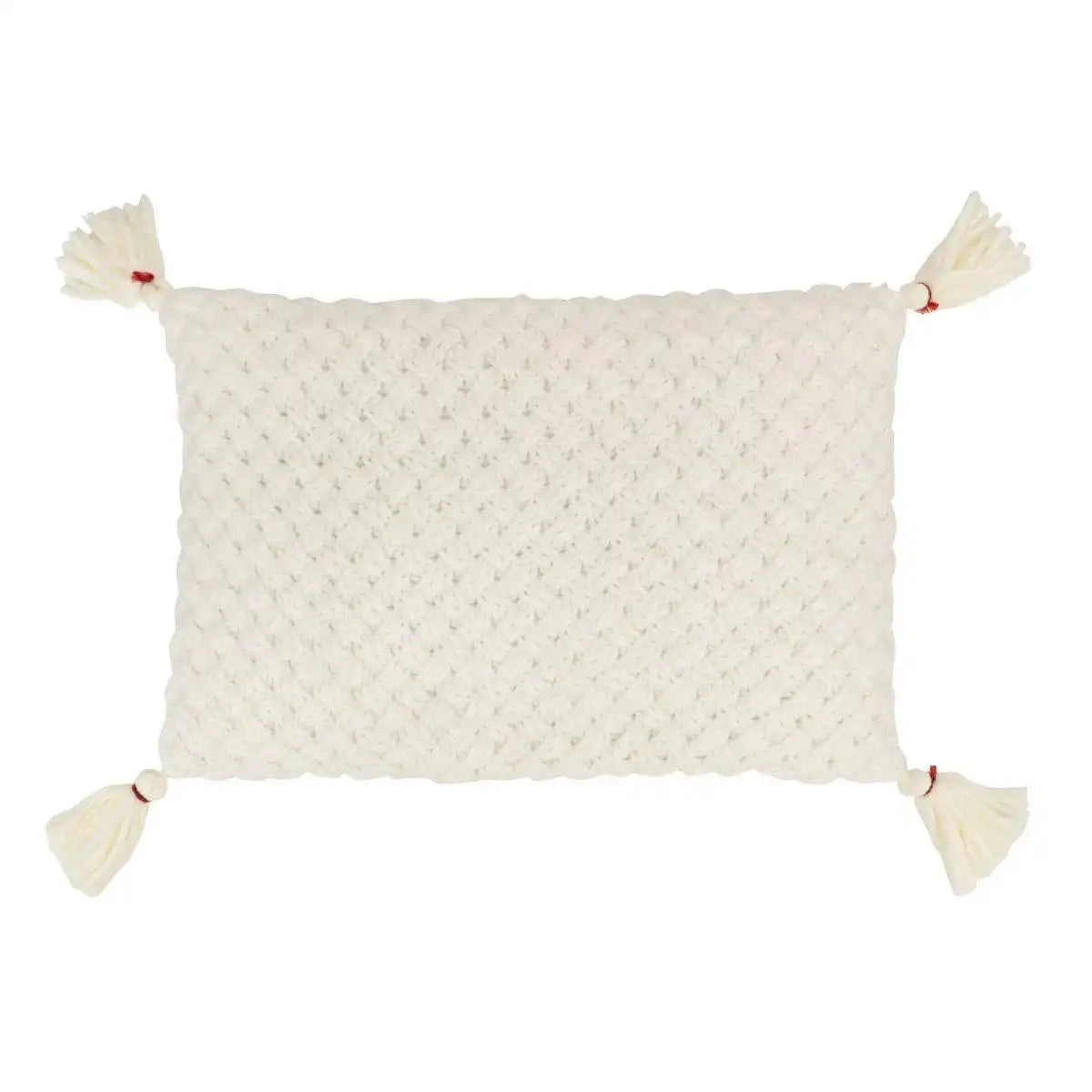 J-Line Kissen Häkelquaste – Polyester/Acryl – weiß - HomeDesign Knaus