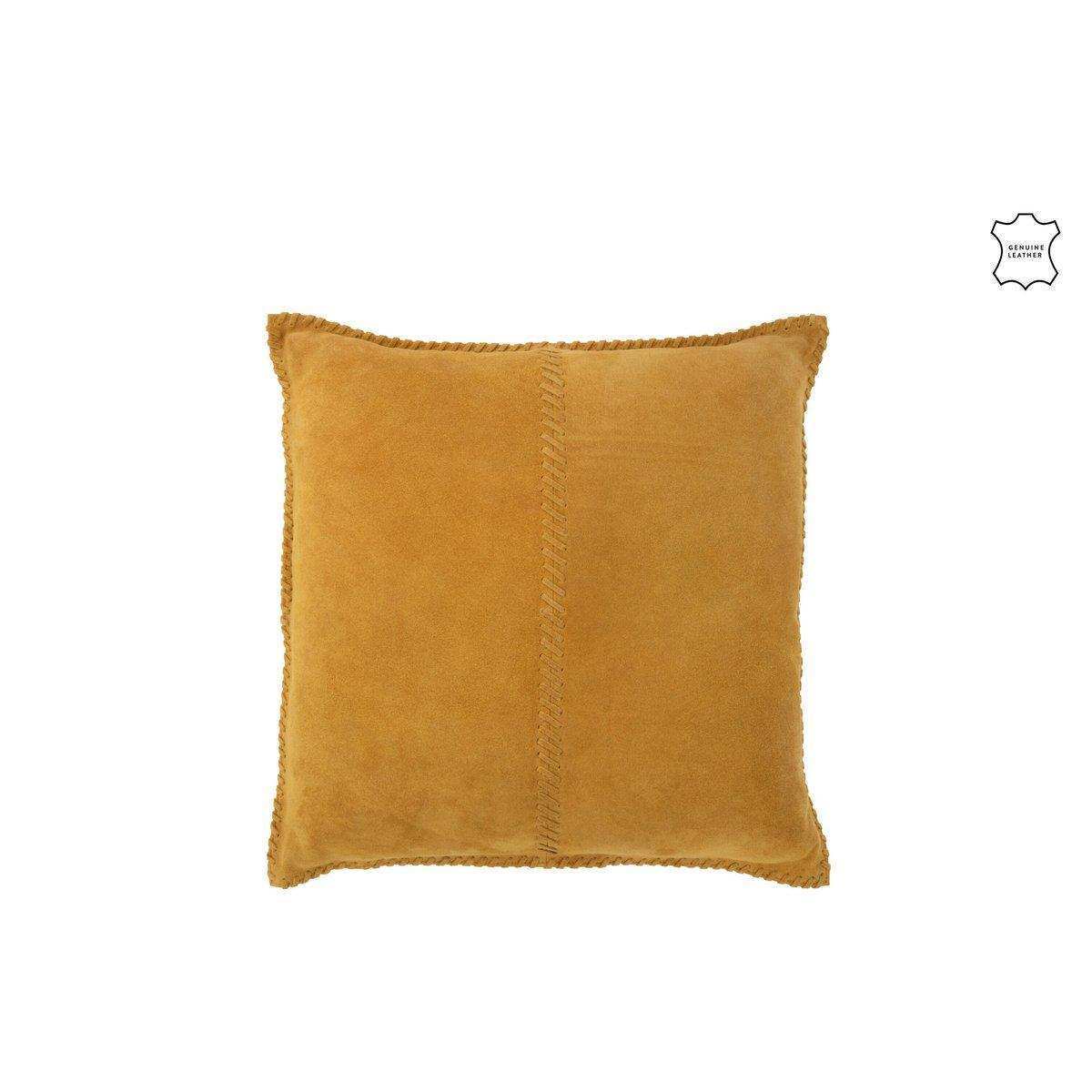 J-Line Kissen Middle Line – Leder – Senf - HomeDesign Knaus
