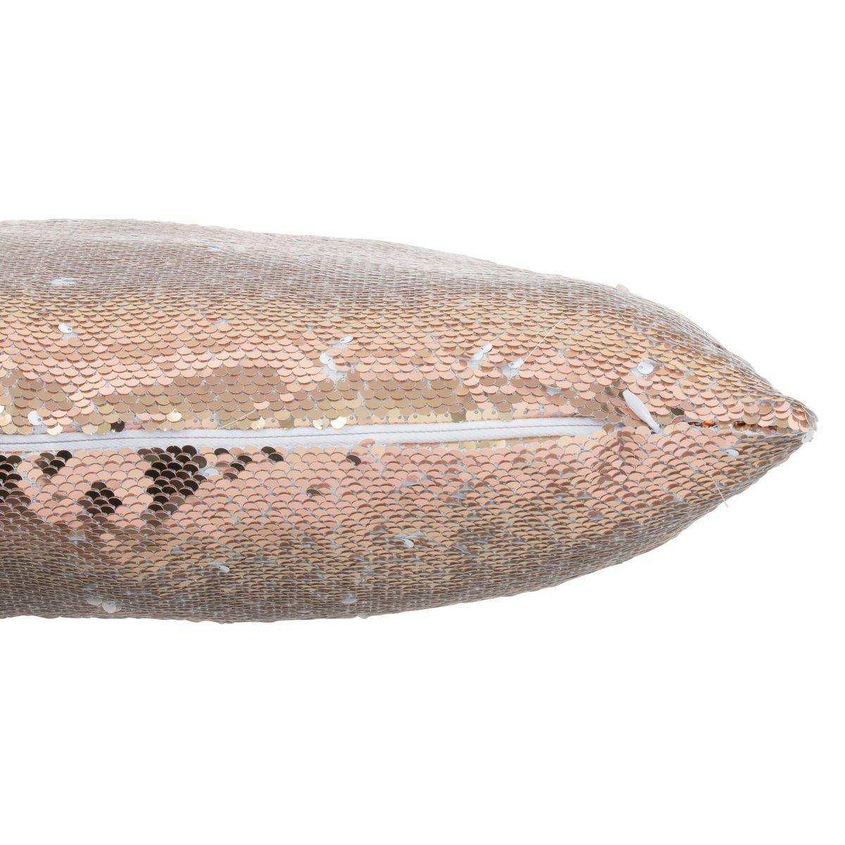 J-Line Kissen mit wendbaren Pailletten, Champagner/Weiß - HomeDesign Knaus