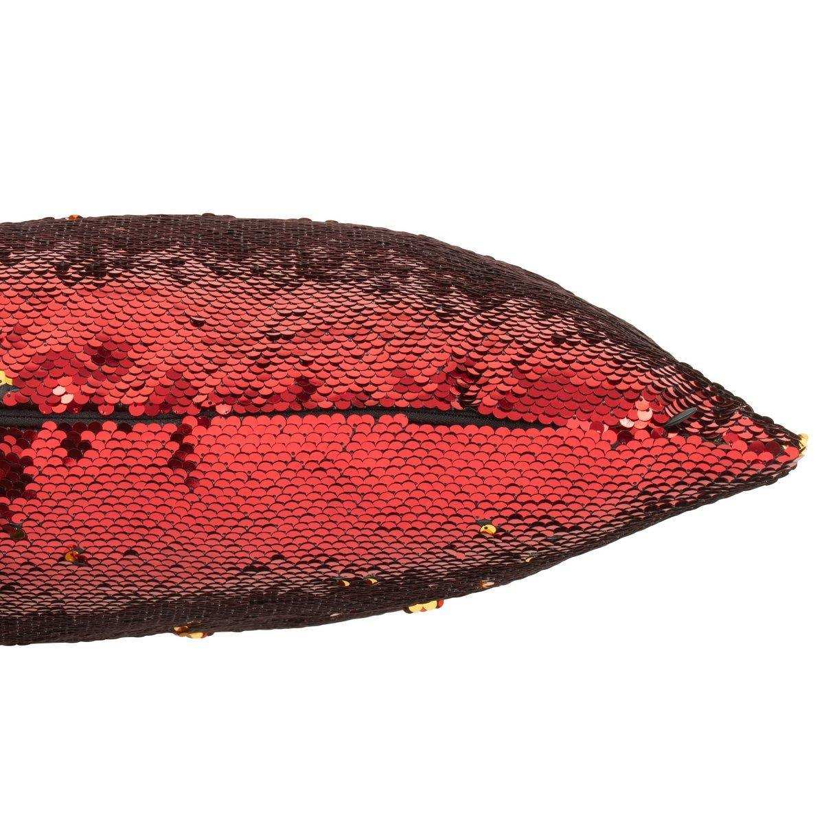J-Line Kissen mit wendbaren Pailletten, Rot/Gold - HomeDesign Knaus
