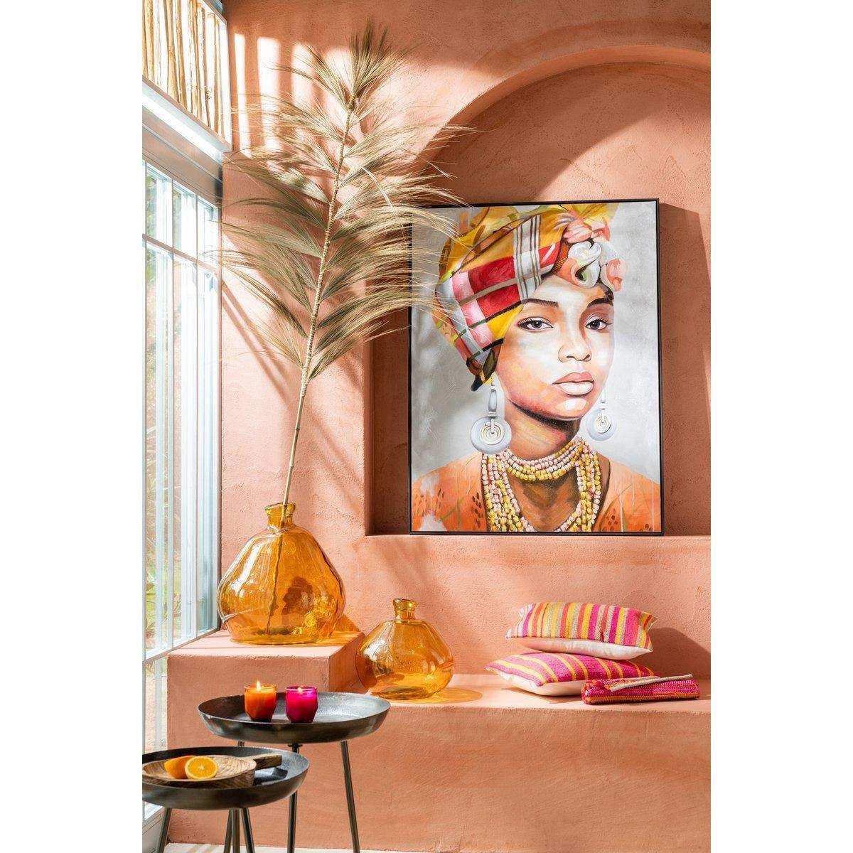 J-Line Kissen Rechteck Anna – Jute – Rosa/Gelb - HomeDesign Knaus