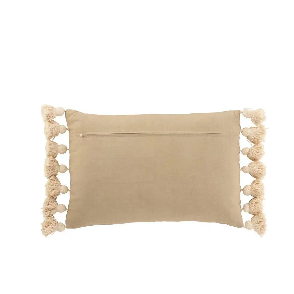J-Line Kissen Rechteck Pompom – Baumwolle – Polyester – Taupe - HomeDesign Knaus