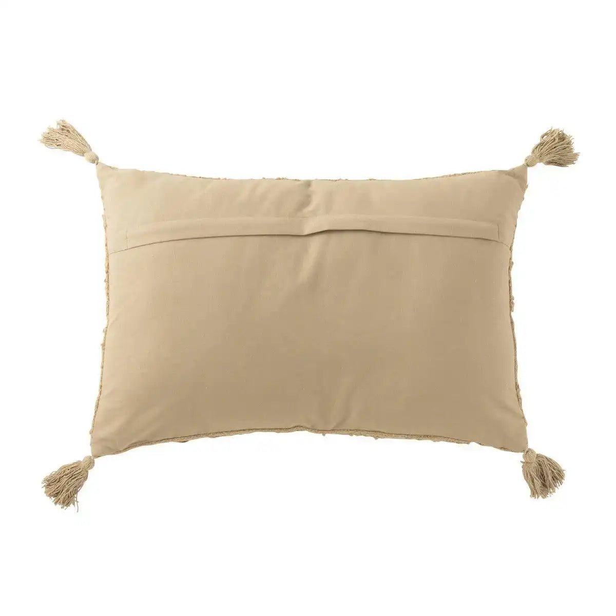 J-Line Kissen Rechteck + Quasten Baumwolle Dunkelbeige - HomeDesign Knaus