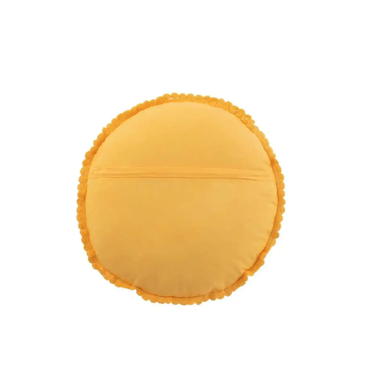 J-Line Kissen Round Mia Kant – Baumwolle – Ocker - HomeDesign Knaus
