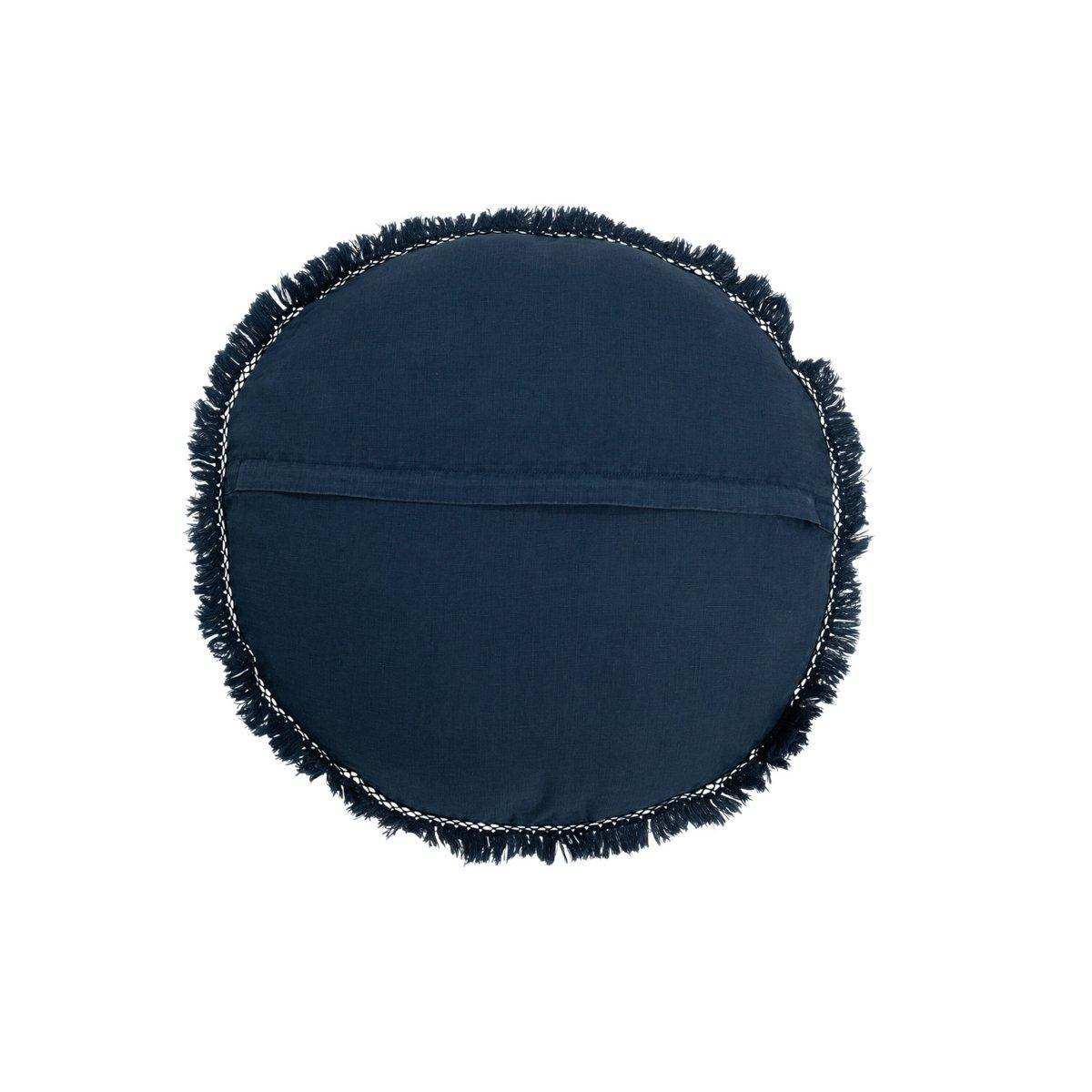J-Line Kissen Round Velvet – Baumwolle/Leinen – Blau - HomeDesign Knaus