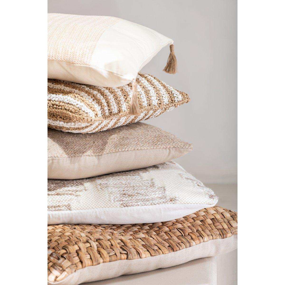 J-Line Kissen Square 1 Side – Korbgeflecht/Textil – Natur – groß - HomeDesign Knaus