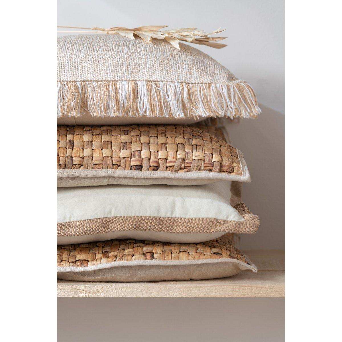 J-Line Kissen Square 1 Side – Korbgeflecht/Textil – Natur – klein - HomeDesign Knaus