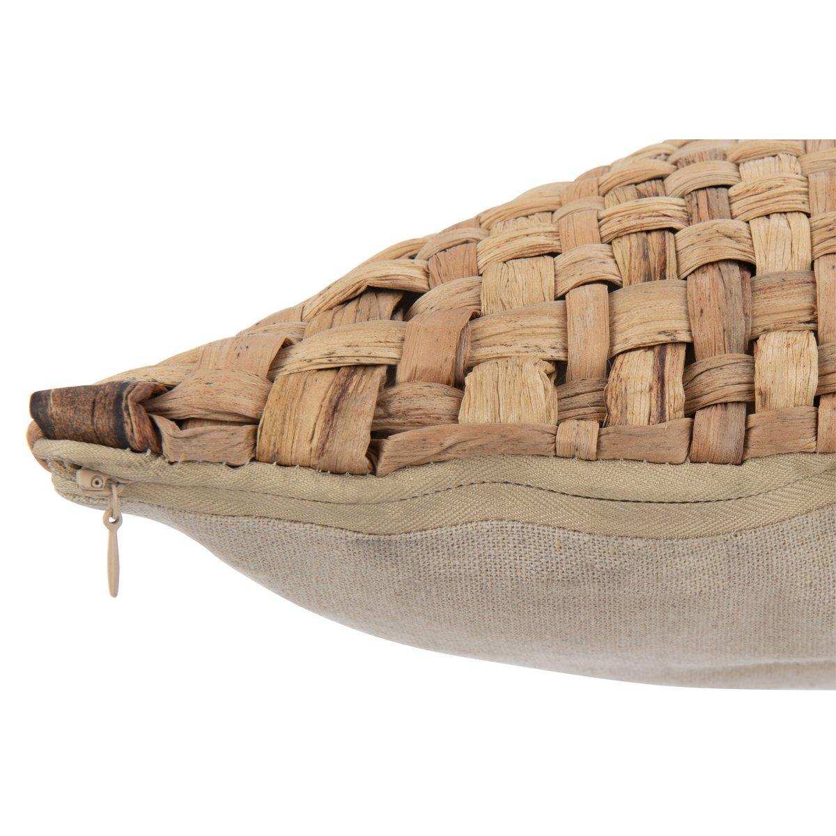 J-Line Kissen Square 1 Side – Korbgeflecht/Textil – Natur – klein - HomeDesign Knaus