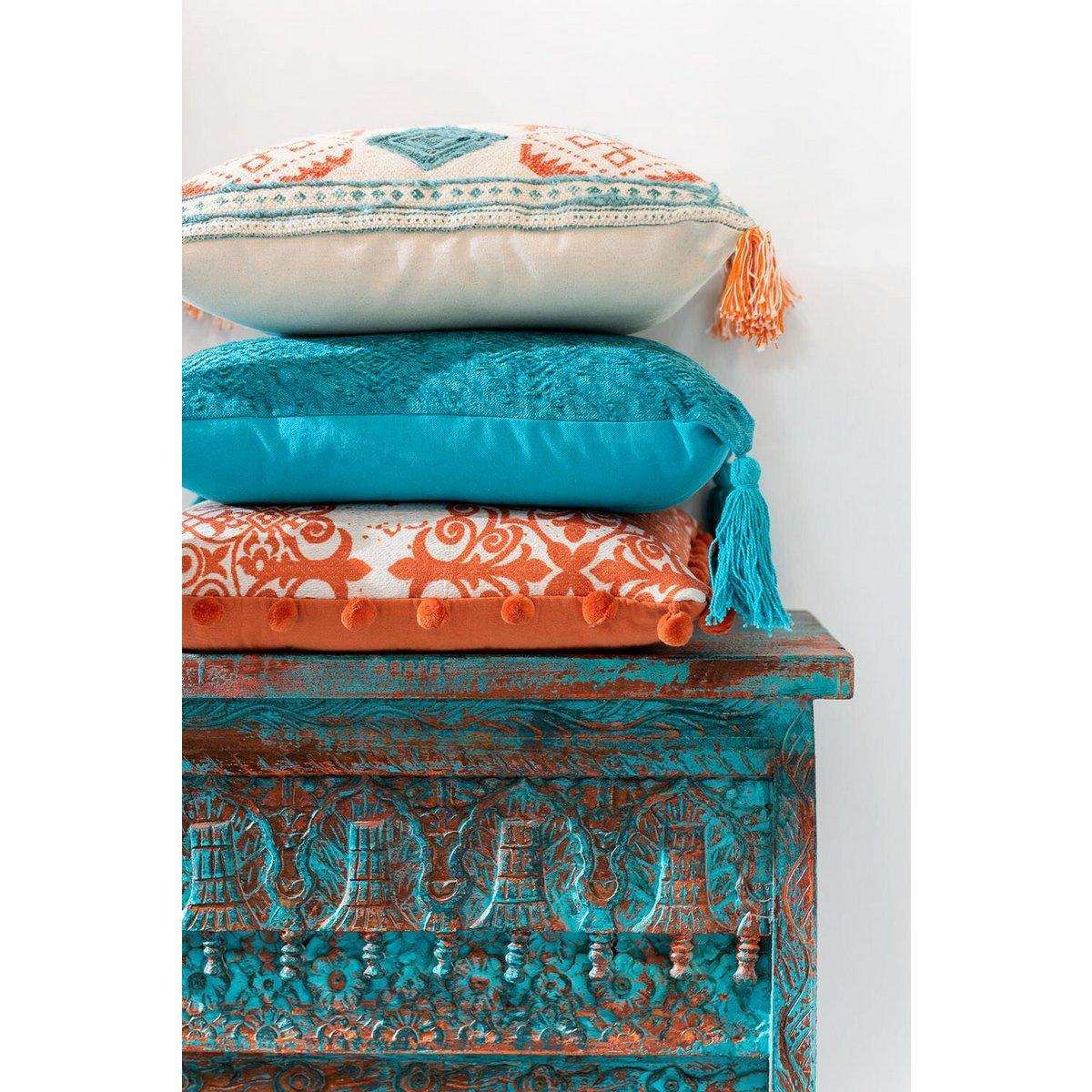 J-Line Kissen Square Fayola – Baumwolle – Türkis - HomeDesign Knaus