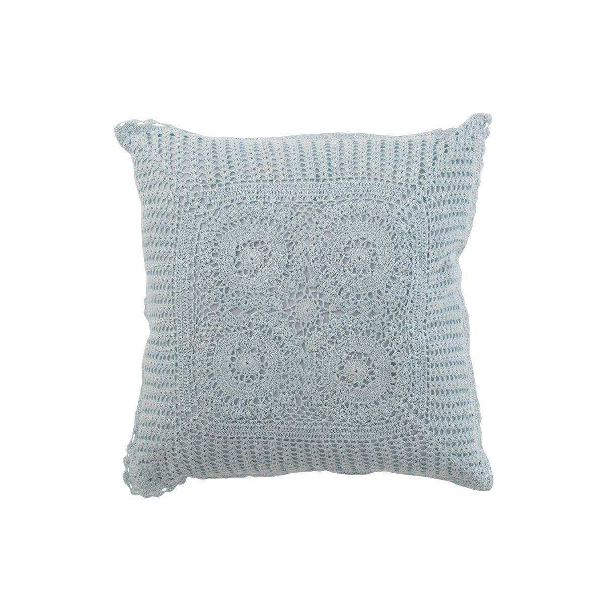 J-Line Kissen Square Lace – Baumwolle – Blau - HomeDesign Knaus