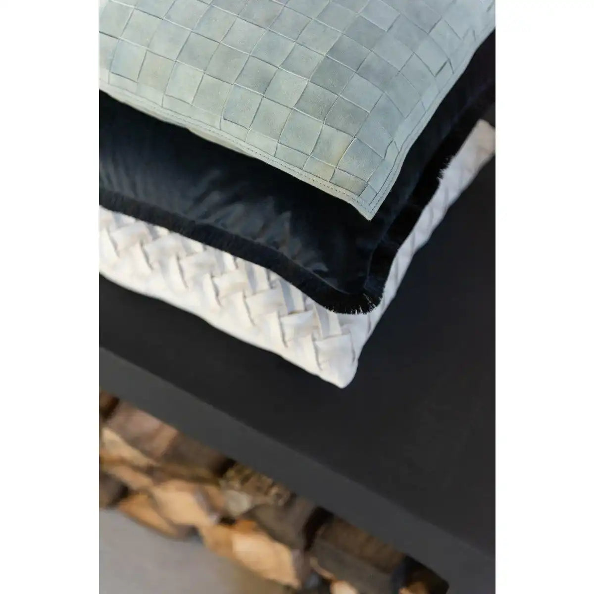 J-Line Kissen Square – Leder – Grün - HomeDesign Knaus