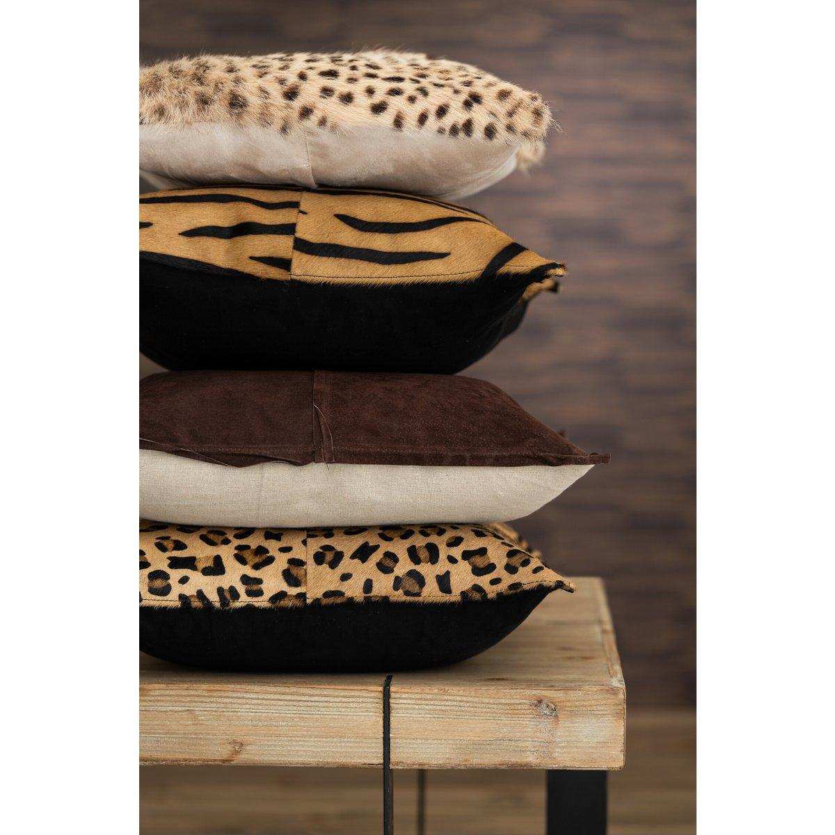 J-Line Kissen Square – Leder/Leinen – braun - HomeDesign Knaus