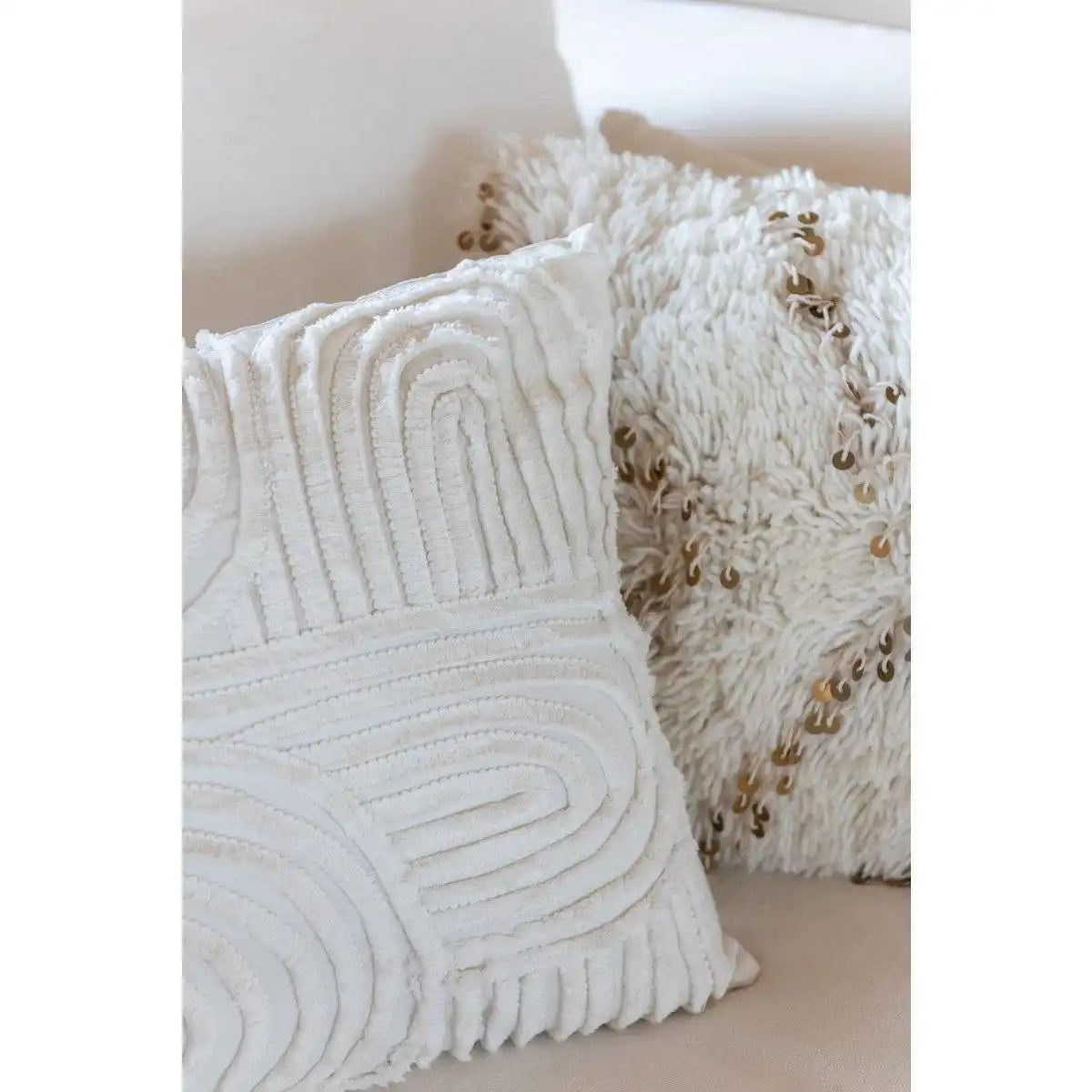 J-Line Kissen Square Pearl – Baumwolle – Weiß/Gold - HomeDesign Knaus