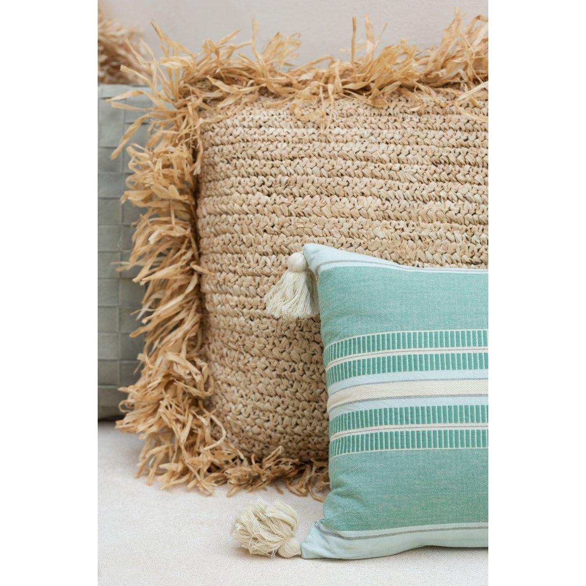 J-Line Kissen Square Raffia – Jute – Natur – klein - HomeDesign Knaus