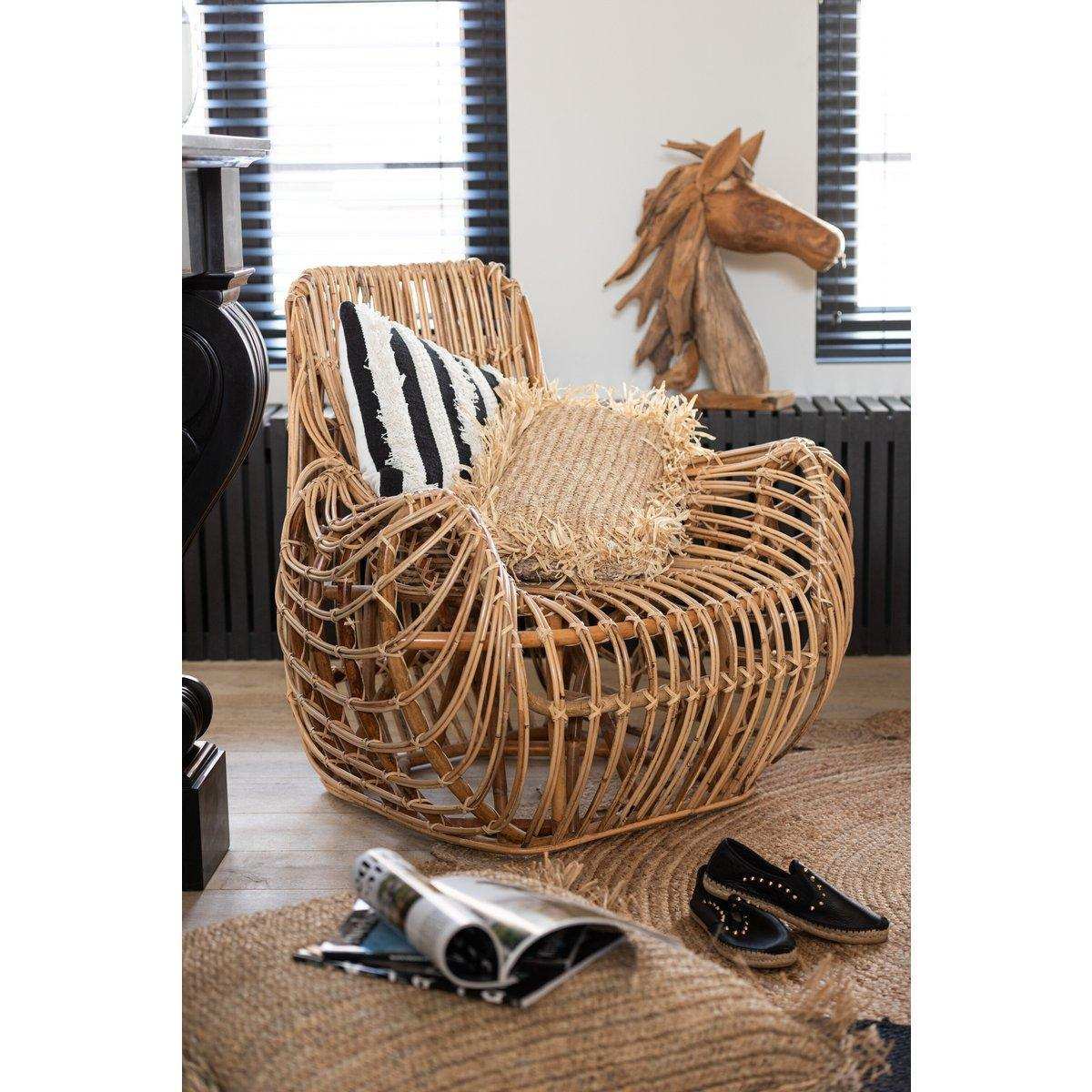 J-Line Kissen Square Raffia – Jute – Natur – klein - HomeDesign Knaus