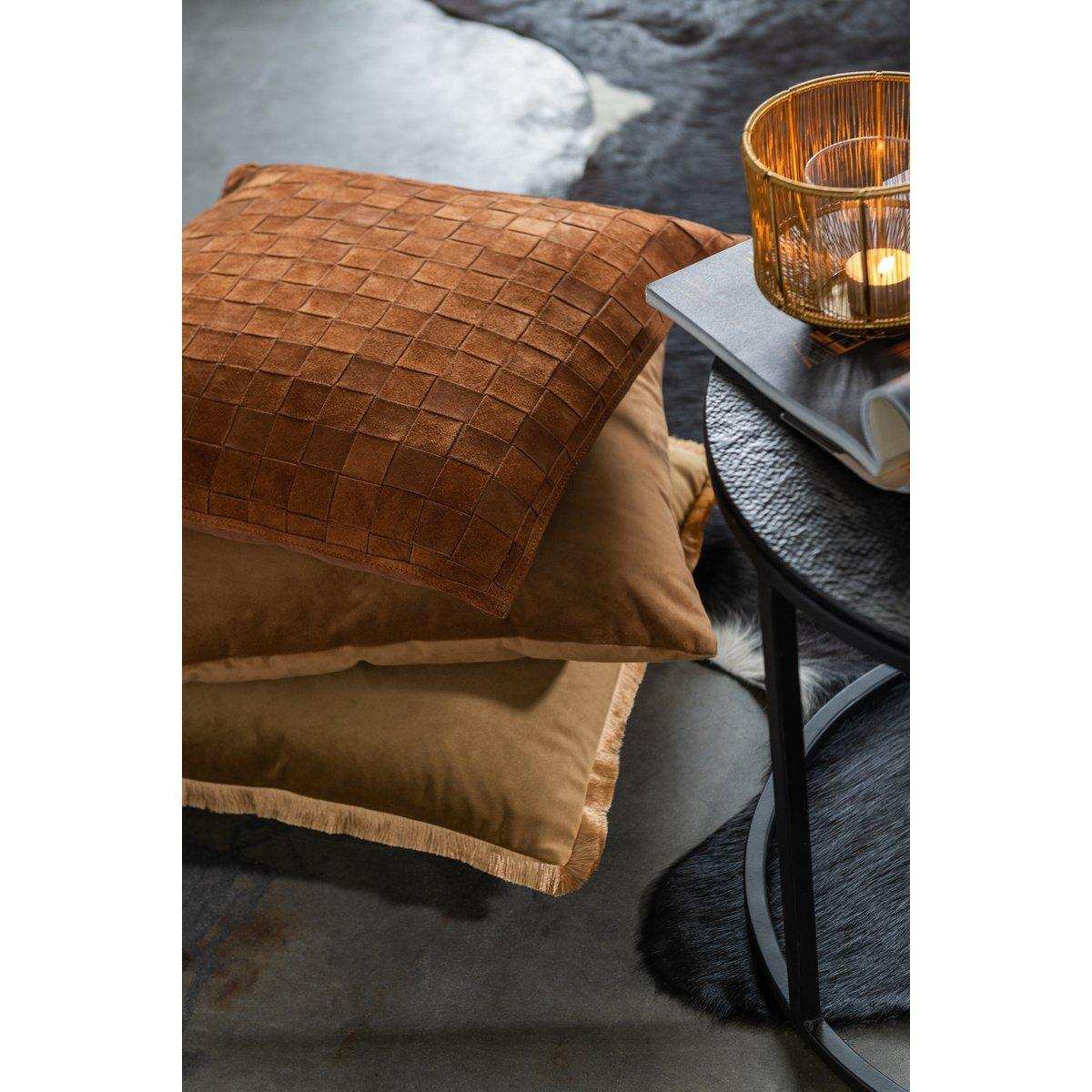 J-Line Kissen Square Small – Leder – Cognac - HomeDesign Knaus
