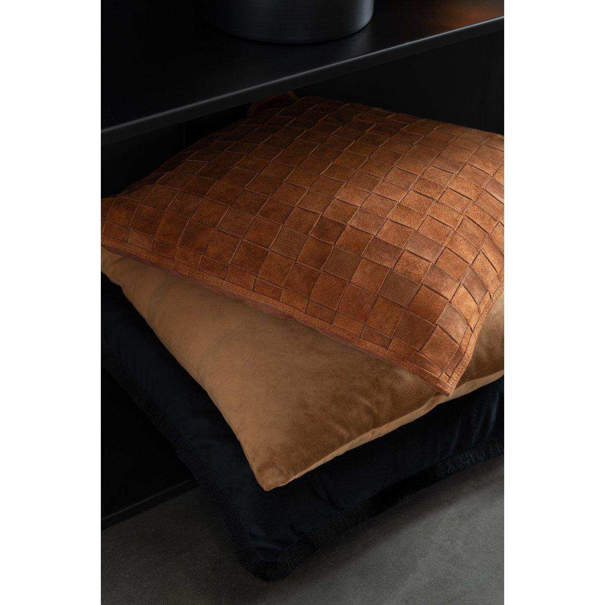 J-Line Kissen Square Small – Leder – Cognac - HomeDesign Knaus