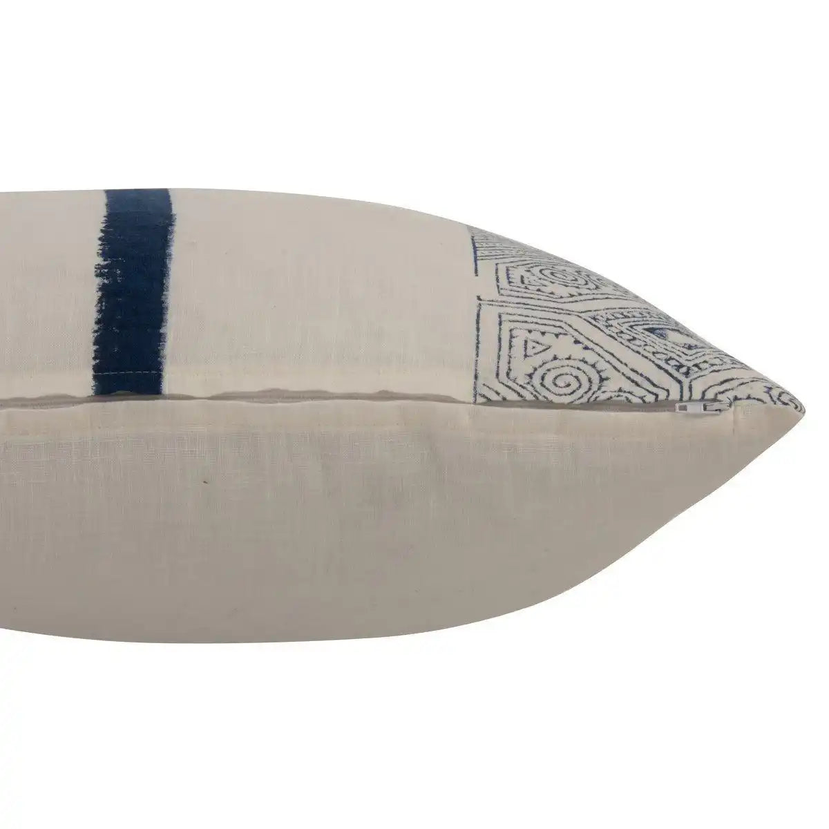 J-Line Kissen Stripe Aztec – Baumwolle – Blau/Weiß - HomeDesign Knaus