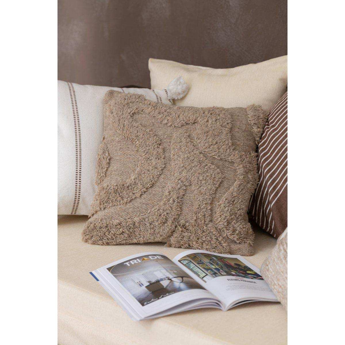 J-Line Kissen Tufted Curves – Wolle – Beige - HomeDesign Knaus